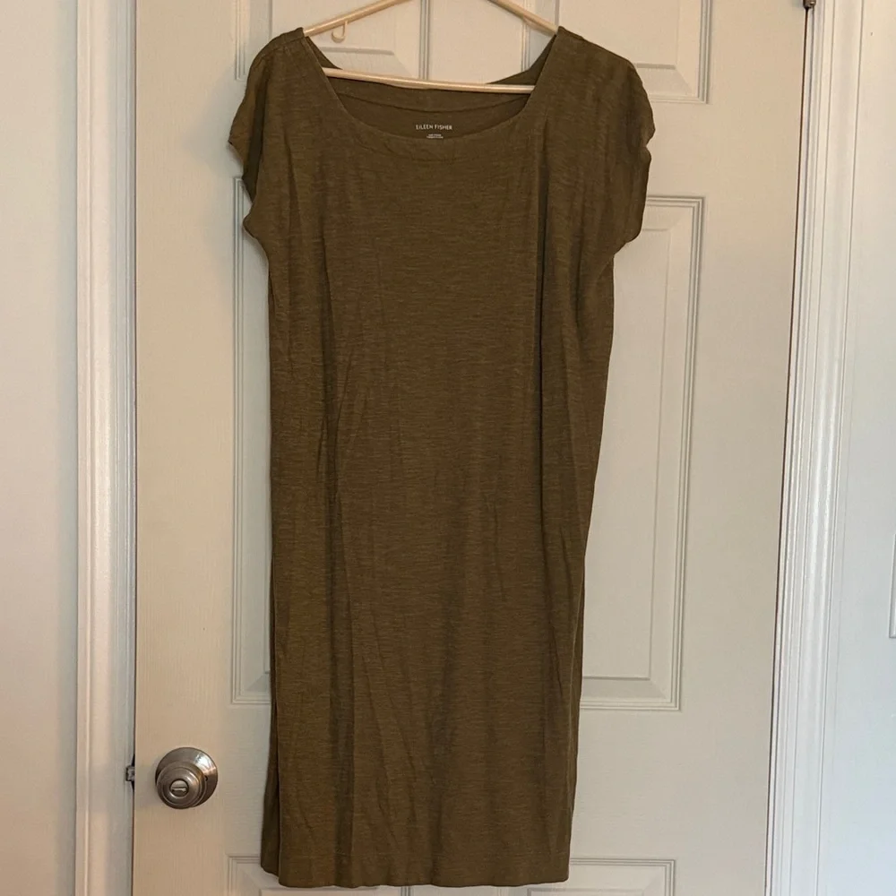 Eileen Fisher Olive Midi tunic dress coverup - Picture 1 of 4